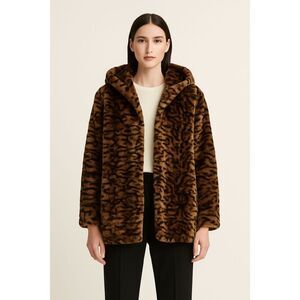 Katie Todd | Leopard Print Faux Fur Oversized Coat Size S | NWT
